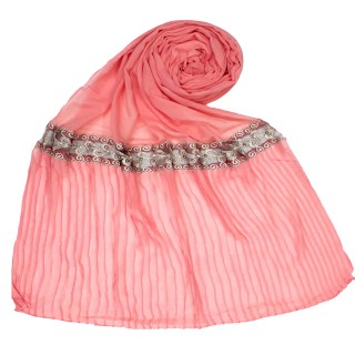 Designer lace crush stole - Baby Pink